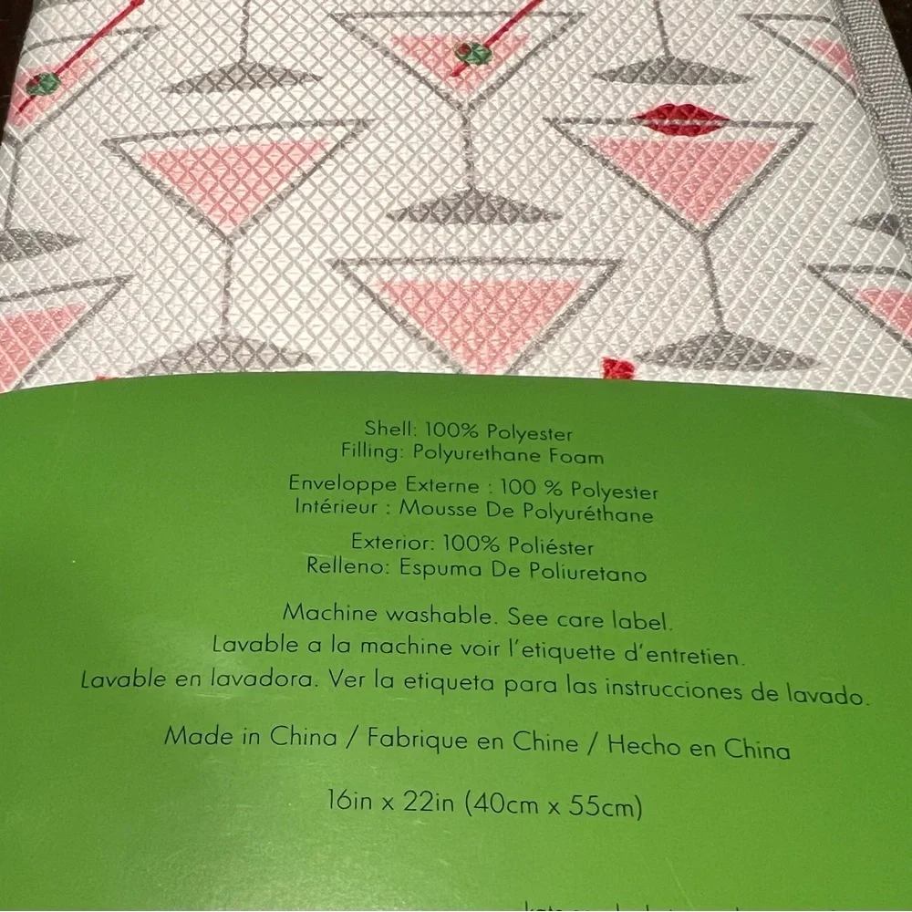 Kate Spade New York Martini Glass Reversible Drying Mats Set of 2